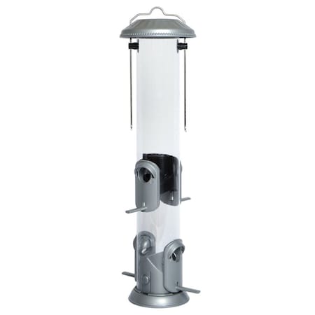 Natures Way Nature's Way Deluxe Wild Bird and Finch 1.4 qt Metal/Plastic Easy Clean Tube Bird Feeder 4 ports NMRS-18